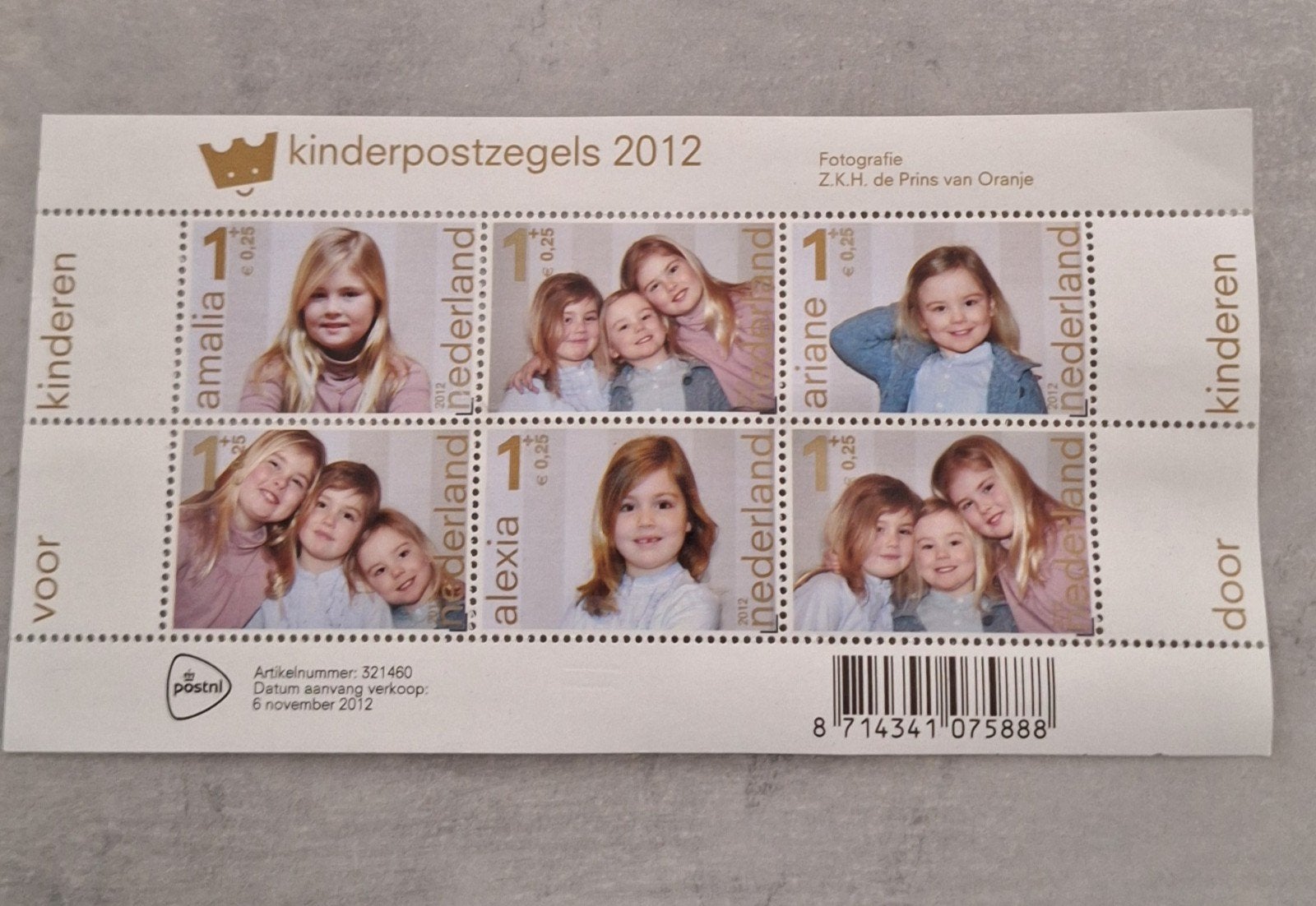 Kinderpostzegelvel 2012 Prinsjes der Nederlanden Postfris, Postzegels en Munten, Ophalen of Verzenden