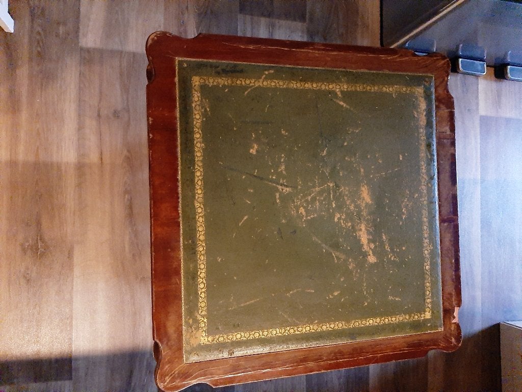 antiek Engels bijzet tafel met leder, Antiek en Kunst, Ophalen