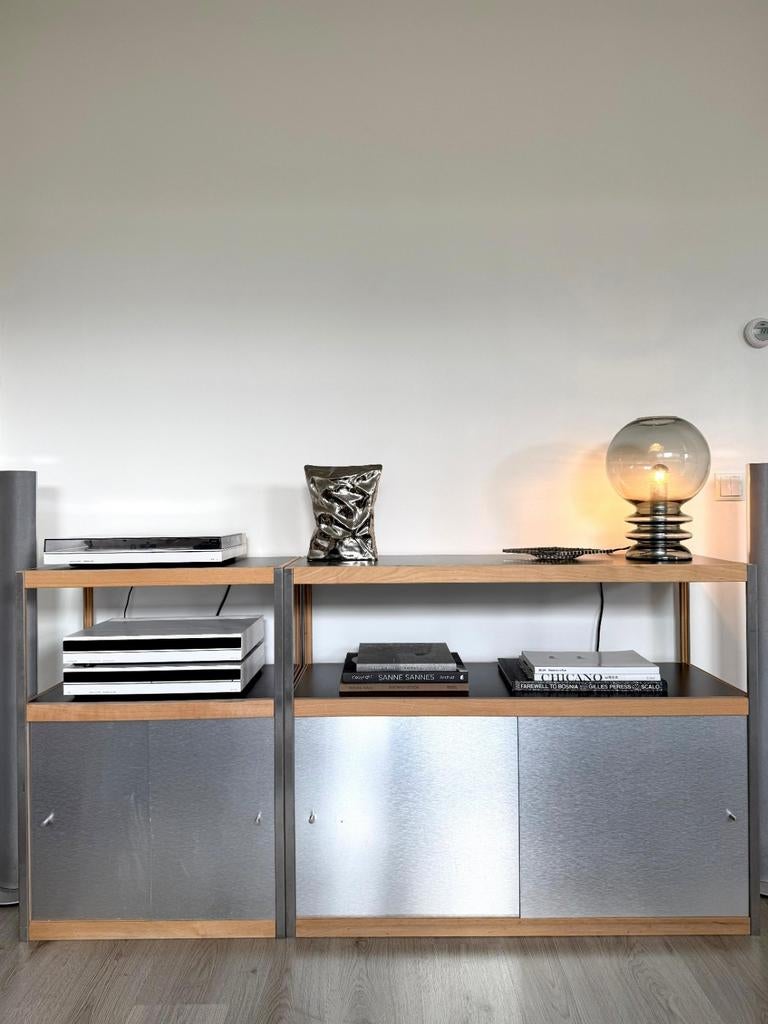 Kewlox tv-meubel/dressoir, zwart, hout & metaal., Gebruikt, 150 tot 200 cm, 25 tot 50 cm, Met deur(en)