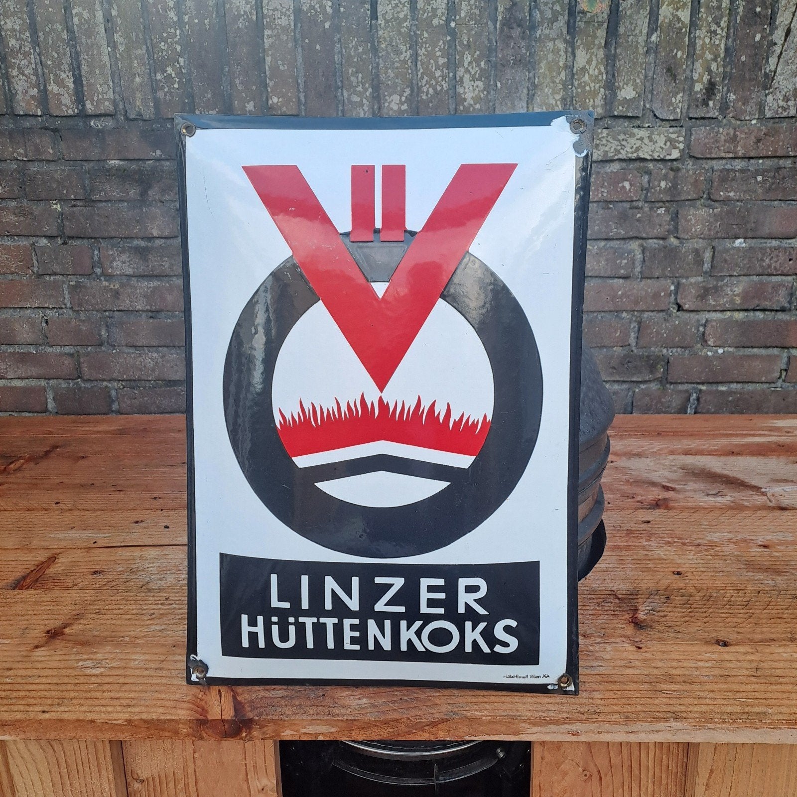 brikettenen kolen emaille relamebord, Ophalen of Verzenden, Gebruikt, Reclamebord