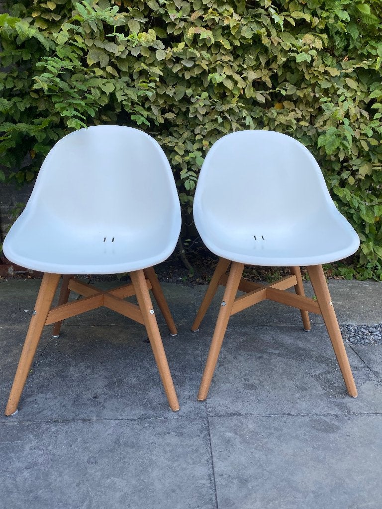 2 Kuipstoelen IKEA merk Fanbyn., Gebruikt, Twee, Wit, Ophalen