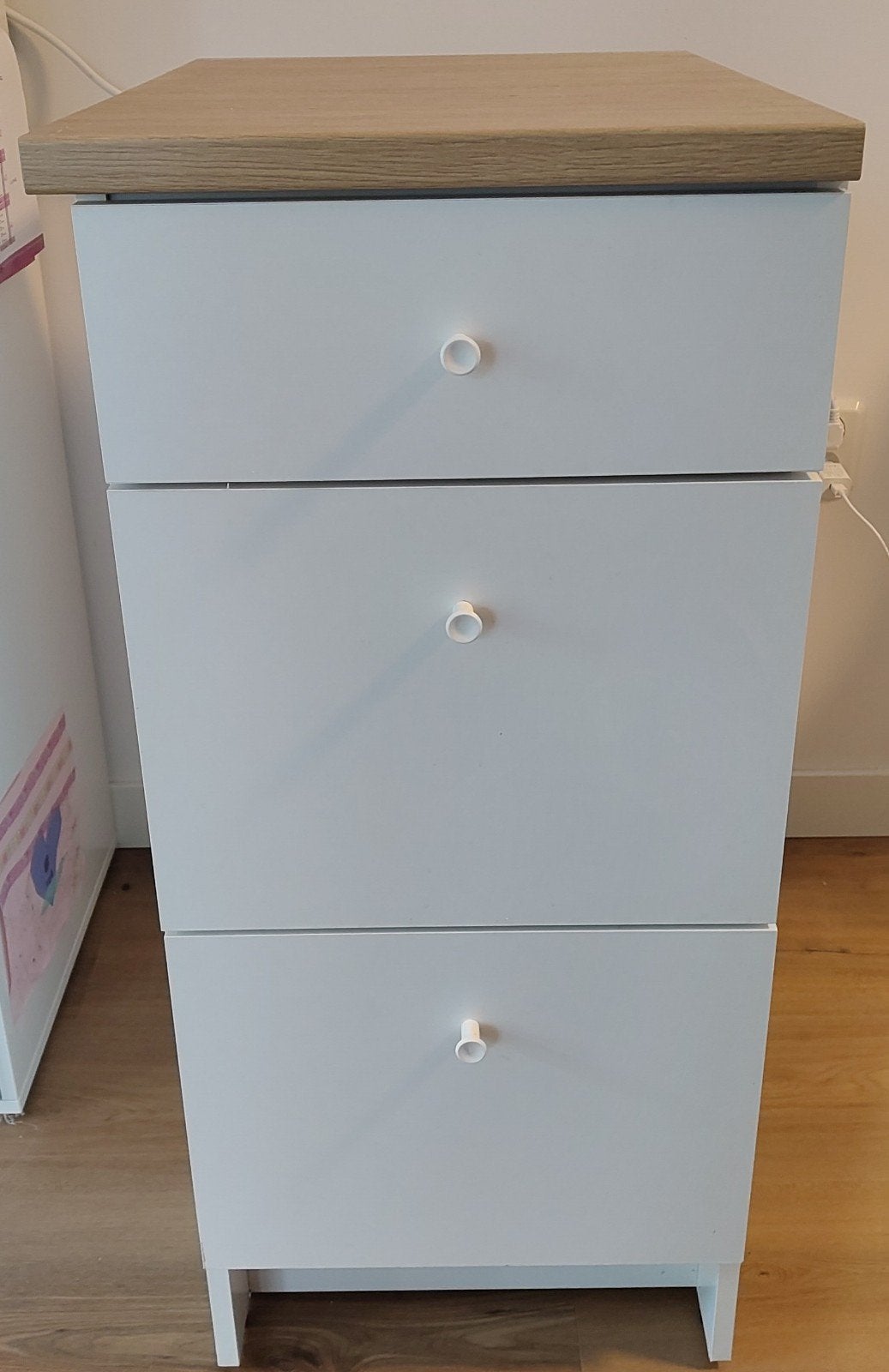 IKEA KNOXHULT ladekast / basiselement met 3 lades (wit/eiken, Ophalen, Gebruikt, 50 tot 100 cm, 3 of 4 laden