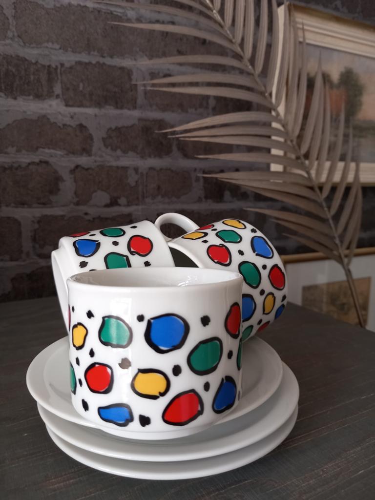 Vintage Eversberg BavariaStijl kop en schotel set 3x# Memphi, Ophalen of Verzenden, Zo goed als nieuw, Porselein, Kop en/of schotel