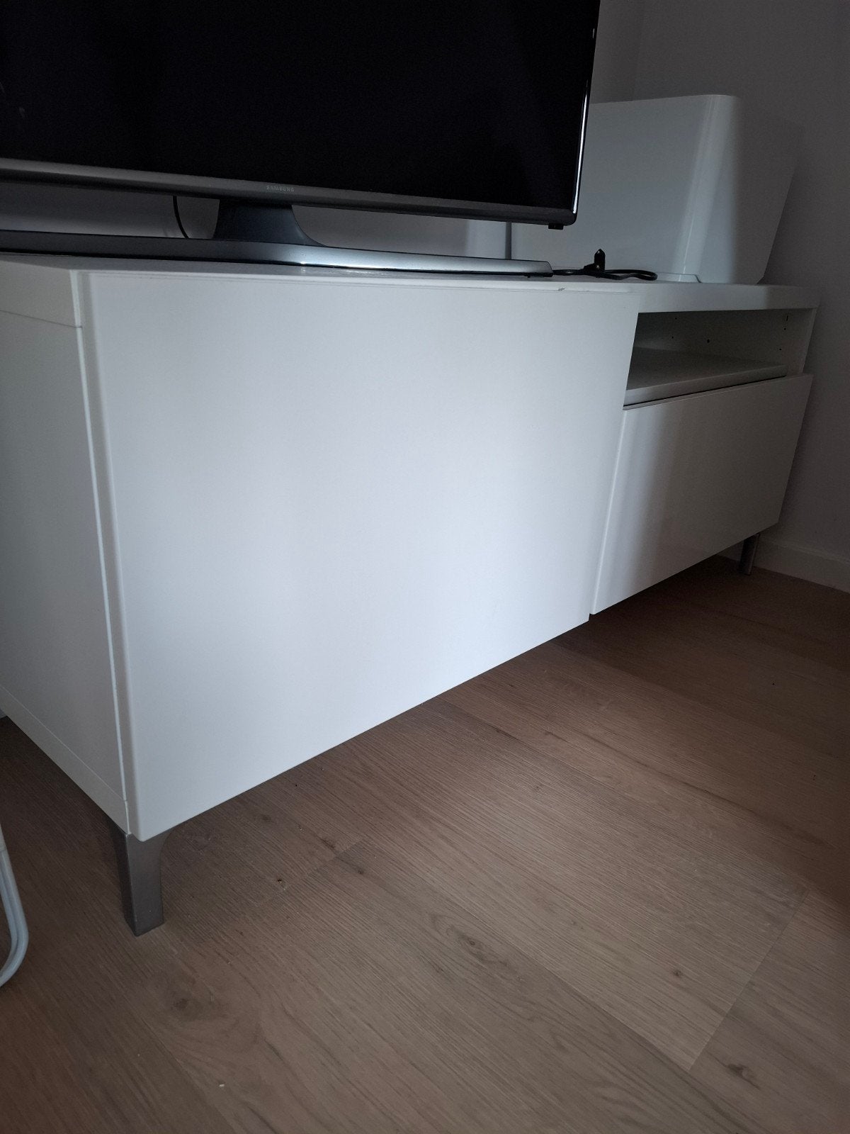 IKEA Besta TV-meubel wit hoogglans, Ophalen, Overige materialen, 100 tot 150 cm, Zo goed als nieuw