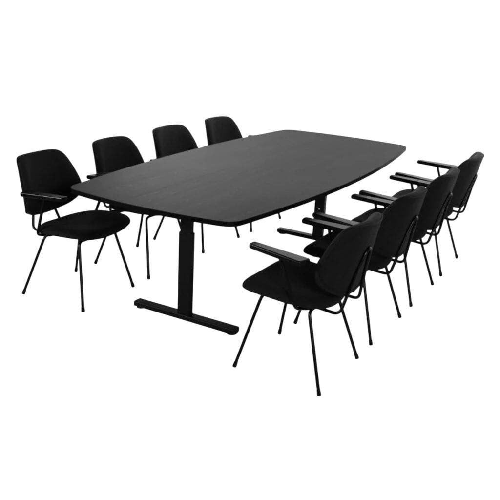 MN Easy Vergadertafel Zwart B220xD110, Huis en Inrichting, Overige stijlen, In hoogte verstelbaar, MN, Spaanplaat of MDF