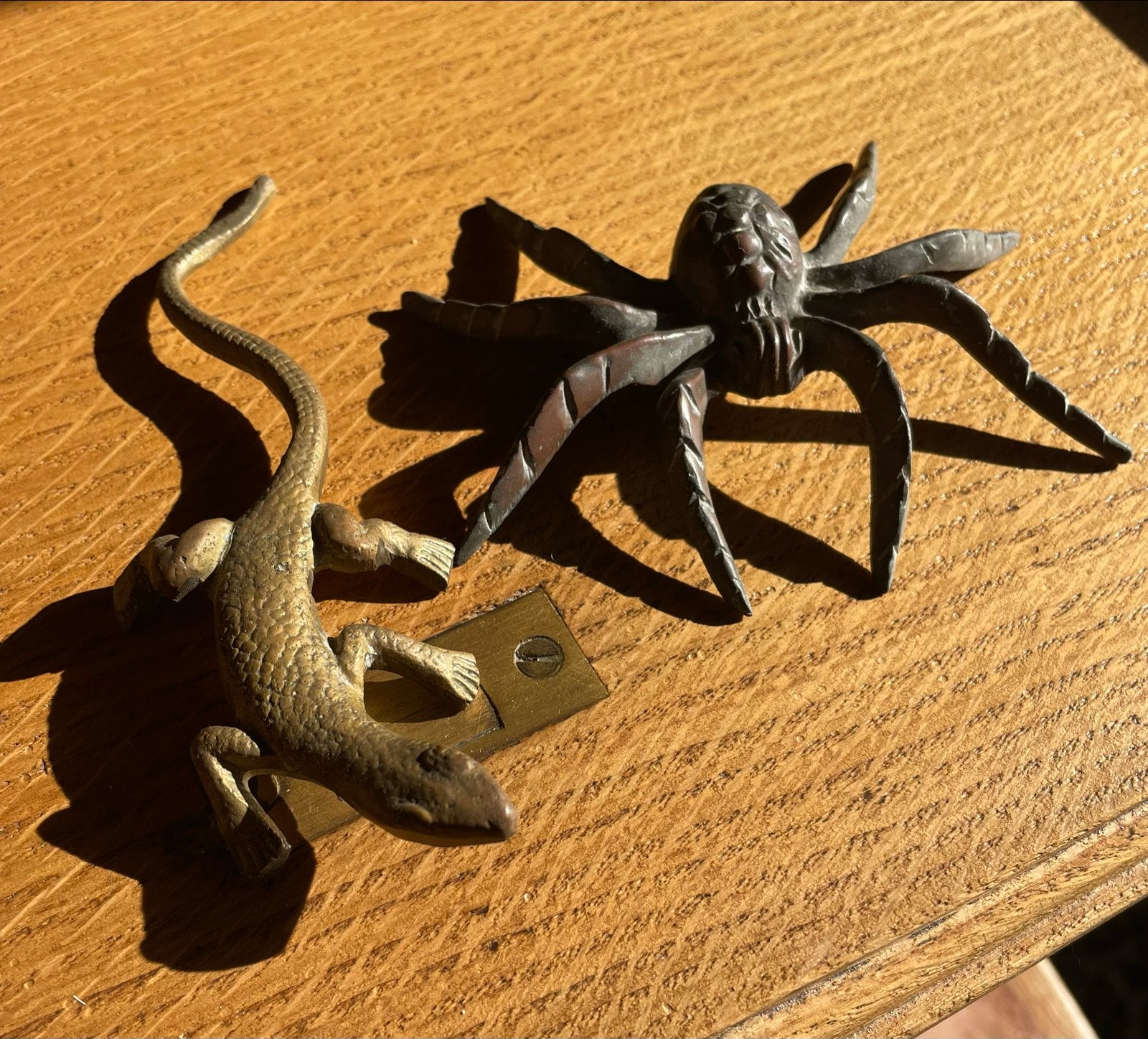 Vintage bronzen hagedis en spin, Antiek en Kunst, Ophalen of Verzenden