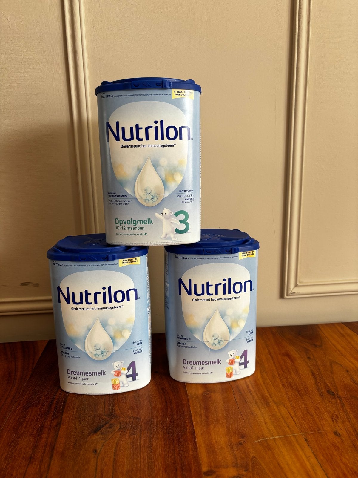 Nutrilon Opvolgmelk 3 en Dreumesmelk 4 - 3 blikken, Kinderen en Baby's, Babyvoeding en Toebehoren, Ophalen of Verzenden, Nieuw