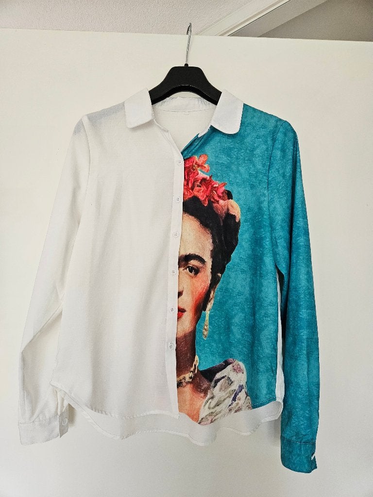 Blouse Frida Kahlo, Kleding | Dames, Maat 38/40 (M), Wit, Ophalen of Verzenden, Zo goed als nieuw