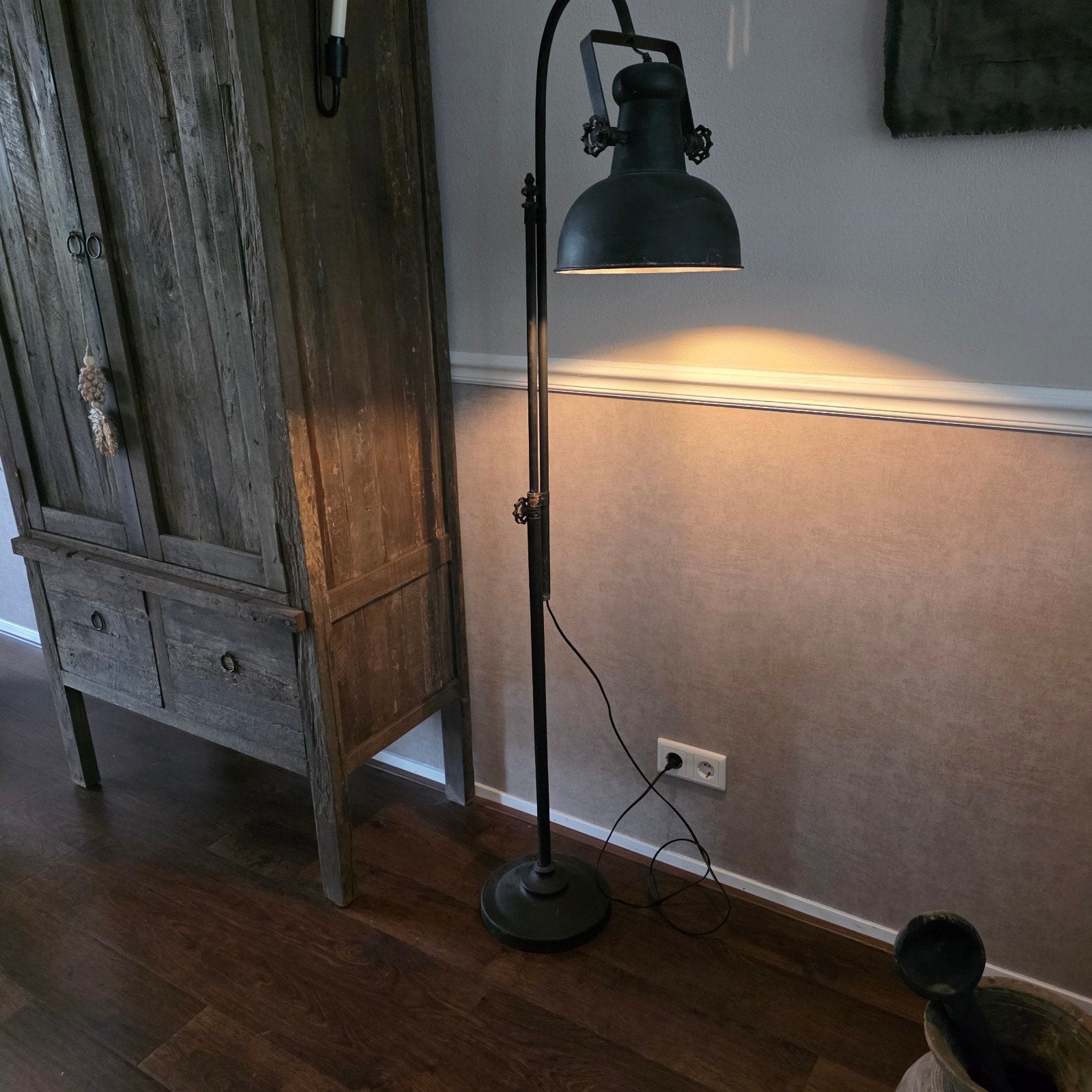 Prachtige vloerlamp (stoer en sober), Ophalen, Gebruikt, Metaal, 150 tot 200 cm