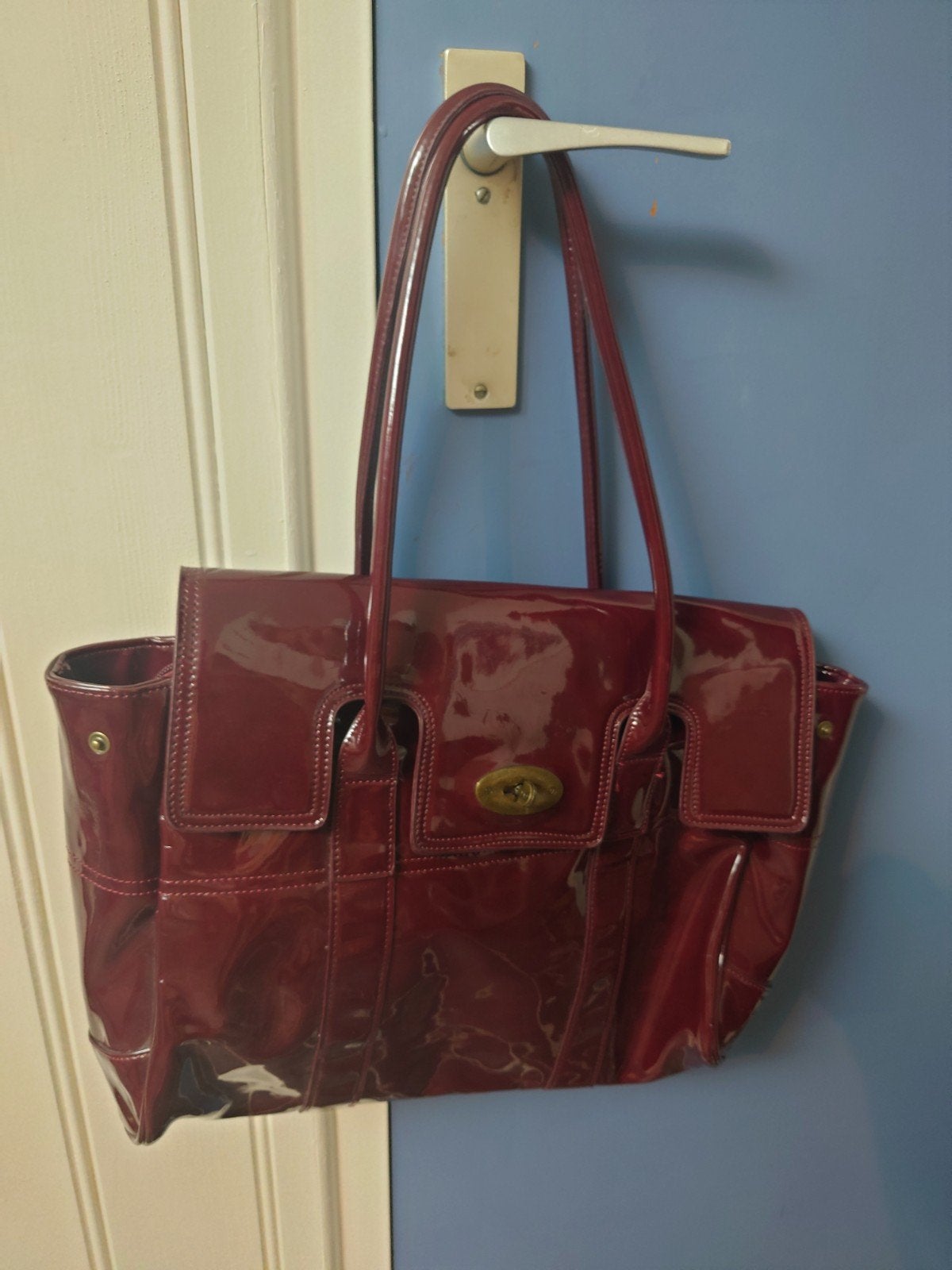 Purdey Luxe Bordeauxrode schoudertas (33x33x14), zgan!, Overige merken, Ophalen of Verzenden, Zo goed als nieuw, Leer