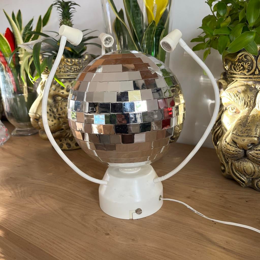 Retro Disco Lamp met Spiegelbol, Huis en Inrichting, Lampen | Vloerlampen, Gebruikt, Minder dan 100 cm, Glas, Verzenden