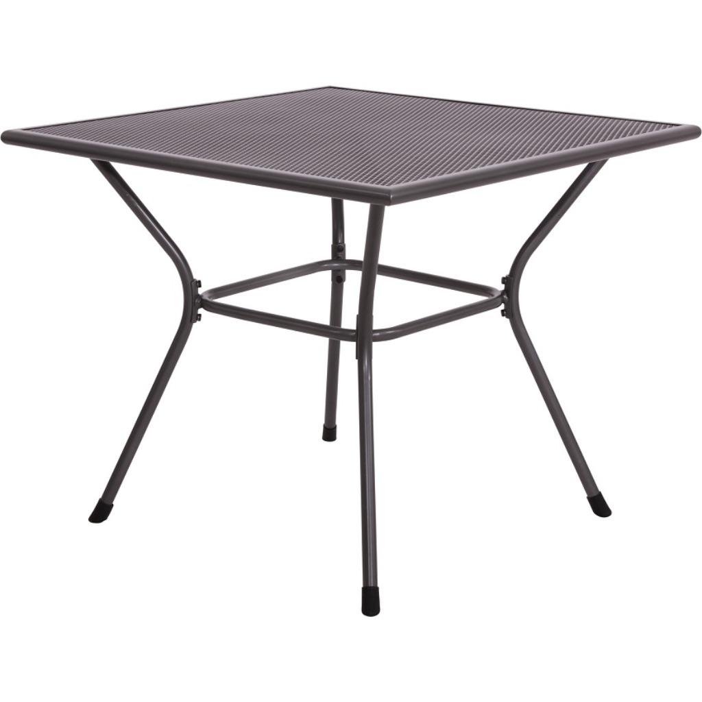 Tuintafel grijs metaal vierkant 90 x 90 cm model Nordic, Ophalen of Verzenden, Nieuw, Vierkant, Metaal