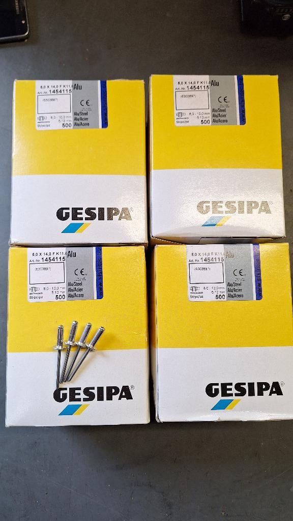 Gesipa 5,0x14,0 Popnagels Blindklinknagels 5x14 Alu. NIEUW!, Nieuw, Ophalen of Verzenden, ., .