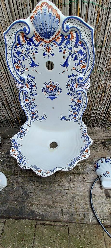 antiek porcelein wastafel + garnituren /marmeren wasbak, Ophalen of Verzenden