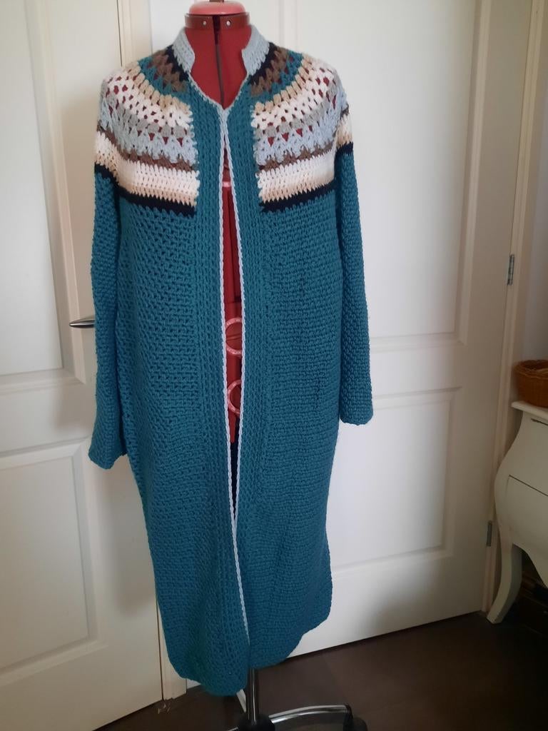 Gehaakt vest met pas, Verzenden, Nieuw, Maat 42/44 (L), Blauw