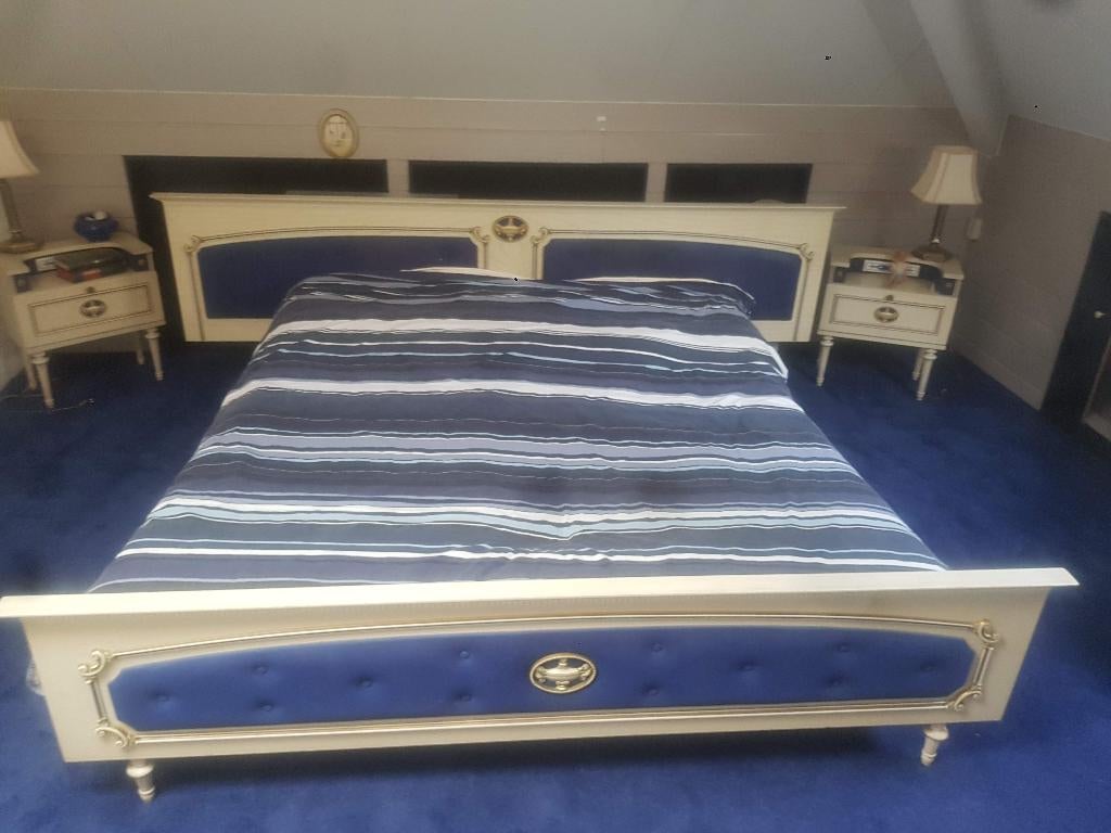 Slaapkamer bed lits-jumeaux kasten kaptafel stoel matras, Ophalen, Gebruikt, Tweepersoons