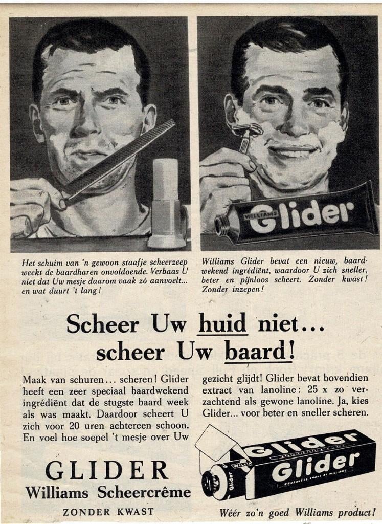 Scheer Uw huid niet scheer Uw baard GLIDDER SCHEERCREME, Verzenden, Zo goed als nieuw, Overige typen