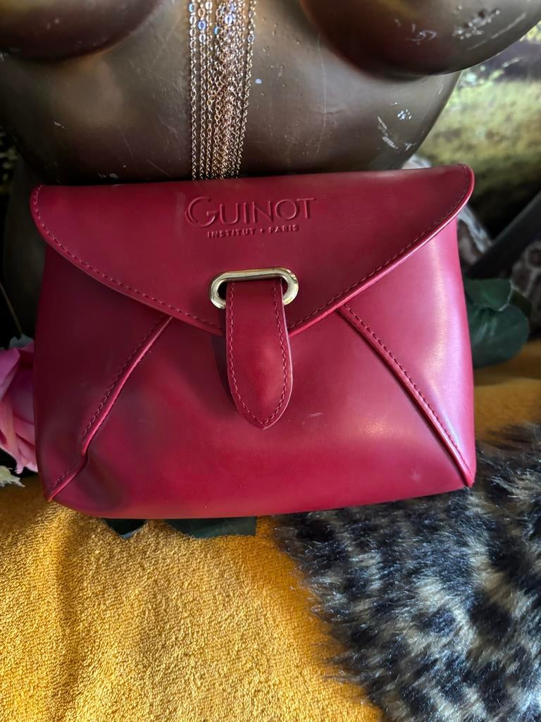 Rode Guinot make-up tasje, Zo goed als nieuw, Paris, Guinot, Avondtasje