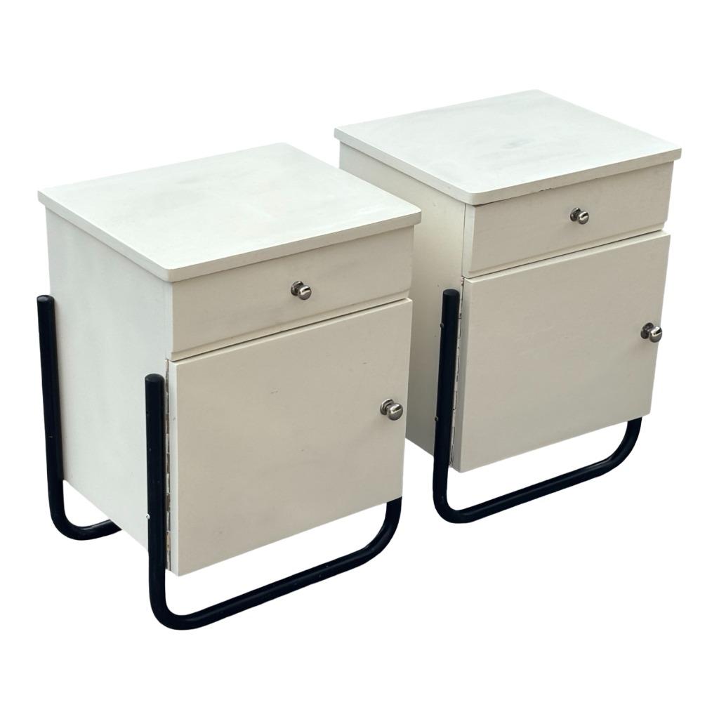 Vintage nachtkastjes set van 2 Bauhaus-stijl jaren 50 design, Gebruikt, Minder dan 45 cm, Vintage, Vintage