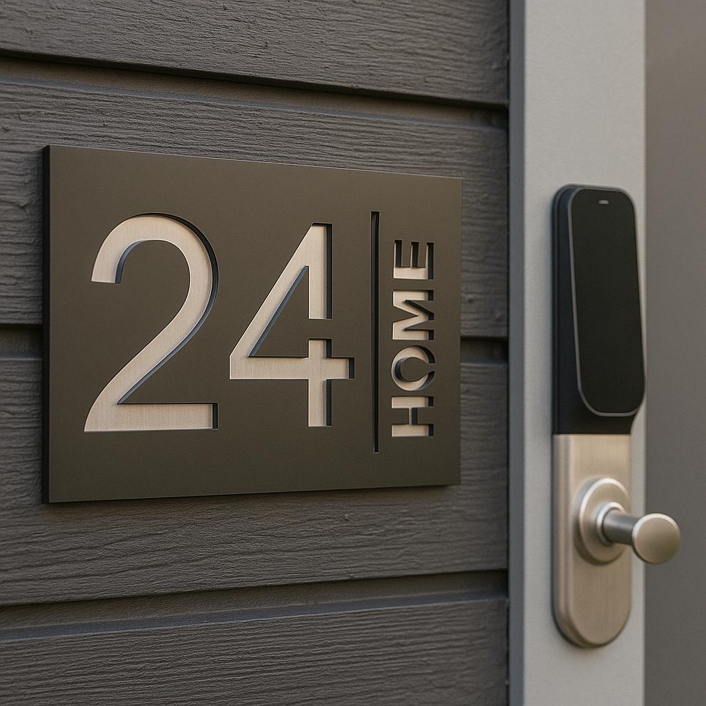 Huisnummerbord van glanzend zwart acryl met metaalaccent, Huis en Inrichting, Ophalen of Verzenden, Nieuw