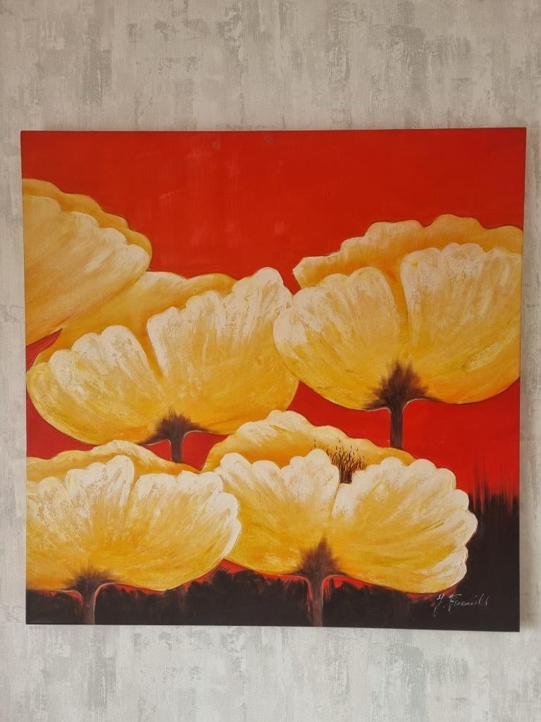 Olie schilderij tulpen, Ophalen