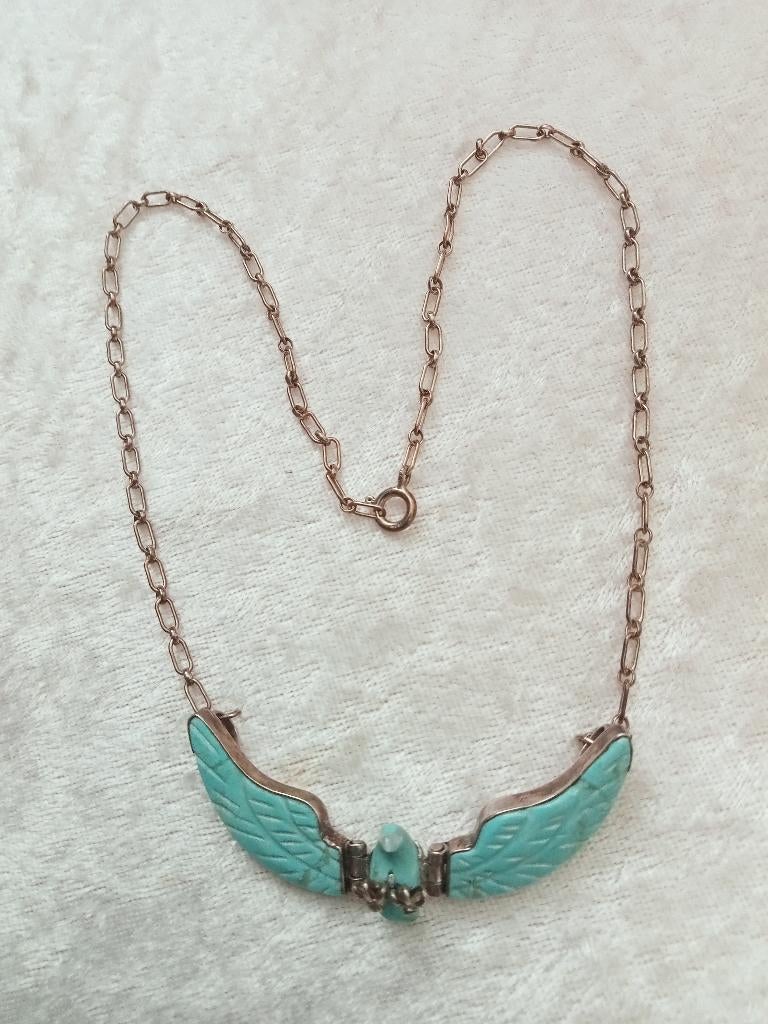 Mooie Zilveren Ketting met Adelaar van Turkois - Navajo Indi, Ophalen of Verzenden, Zilver, Ketting, Met edelsteen