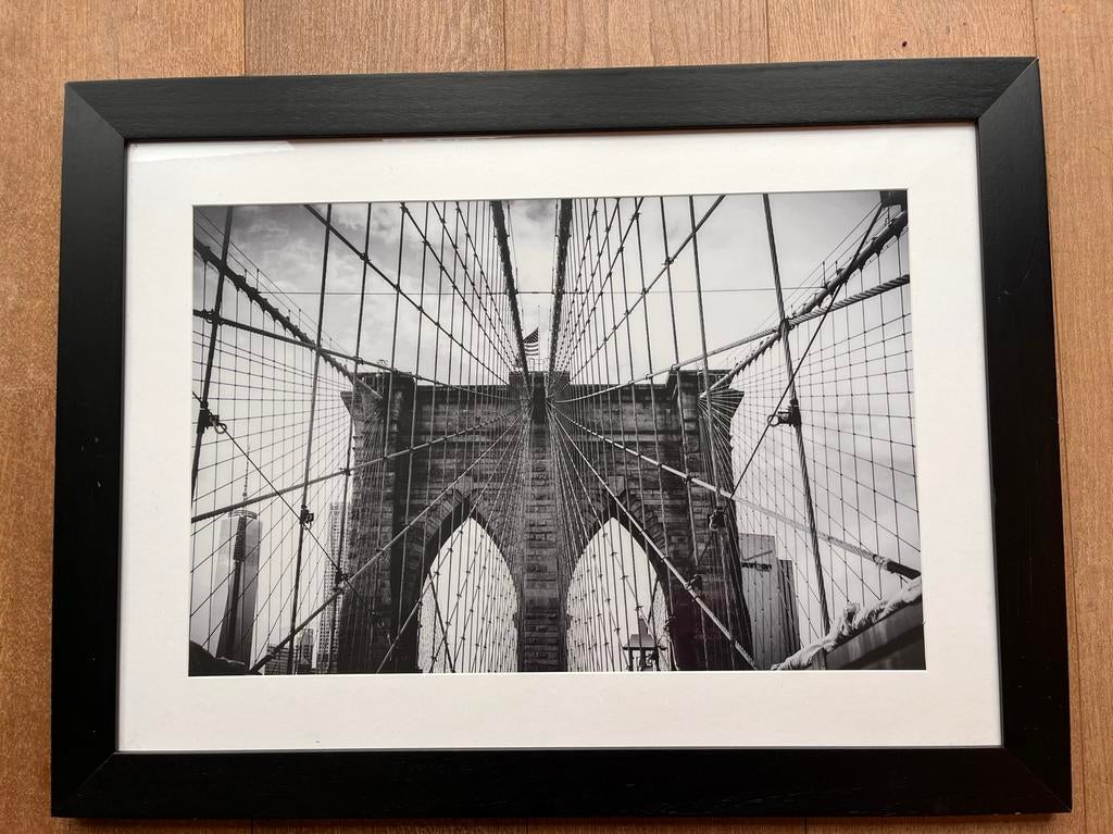 Zwart-wit poster in lijst - Golden Gate Bridge New York, Huis en Inrichting, Woonaccessoires | Schilderijen, Tekeningen en Foto's