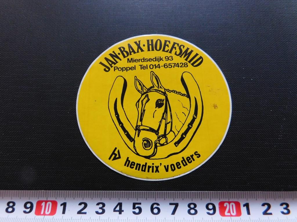 sticker België Poppel JAN BAX Hoefsmid  Hendrix' voeders, Verzamelen, Ophalen, Zo goed als nieuw