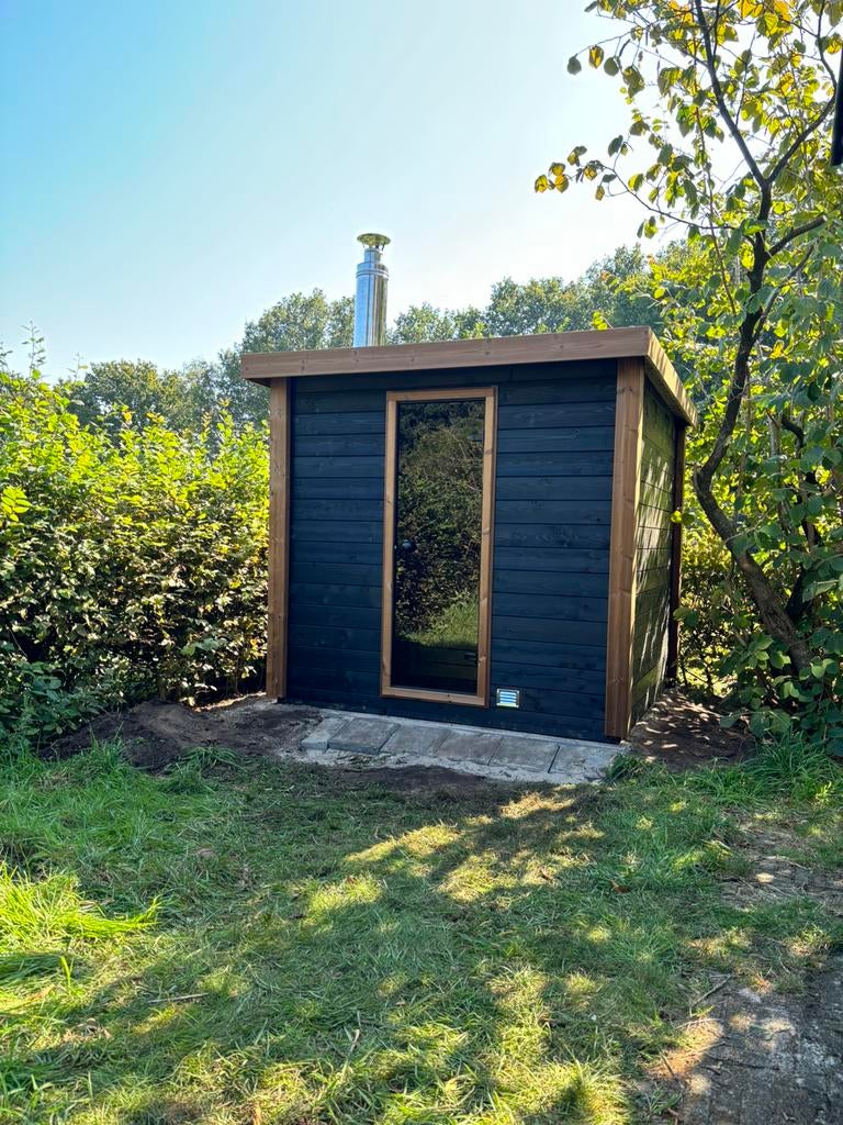 Superdeal! Thermowood buitensauna 200x200 tuin /buiten sauna, Ophalen of Verzenden, Nieuw, Fins of Traditioneel, Complete sauna