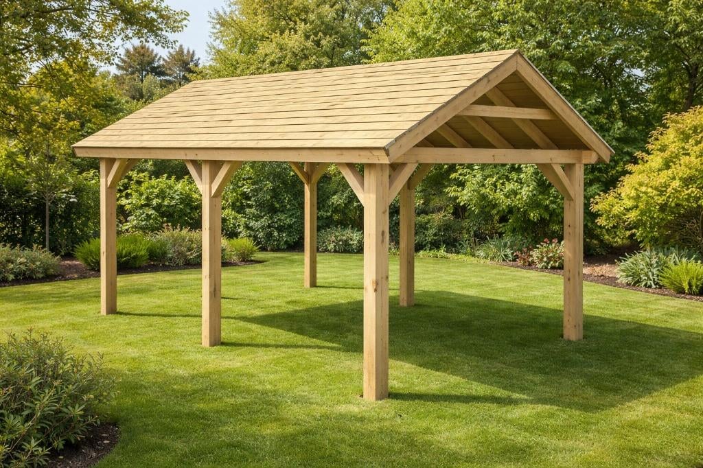 Zadeldak Constructie Overkapping 500 x 300 cm, 200 tot 400 cm, Schuur, Nieuw, Ophalen of Verzenden