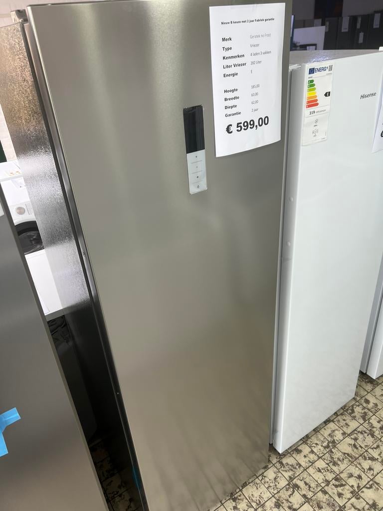 Rvs vrieskast no frost 282 liter nieuw vriezer