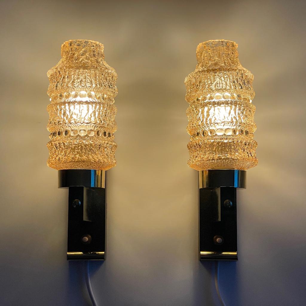 2 Mid Century Modern Danish design WANDLAMPEN Vitrika retro, Ophalen of Verzenden, Gebruikt, Glas, Vintage Mid Century Modern retro design nordic Hotel Chic