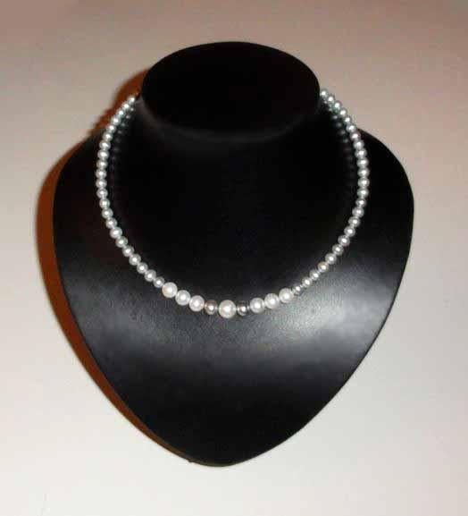 Ketting Parelketting zilver Grijs Wit parels, Ophalen of Verzenden, Nieuw, Overige kleuren, Zilver