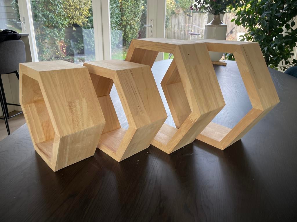 Houten hexagon kasten in twee formaten, Ophalen, Nieuw