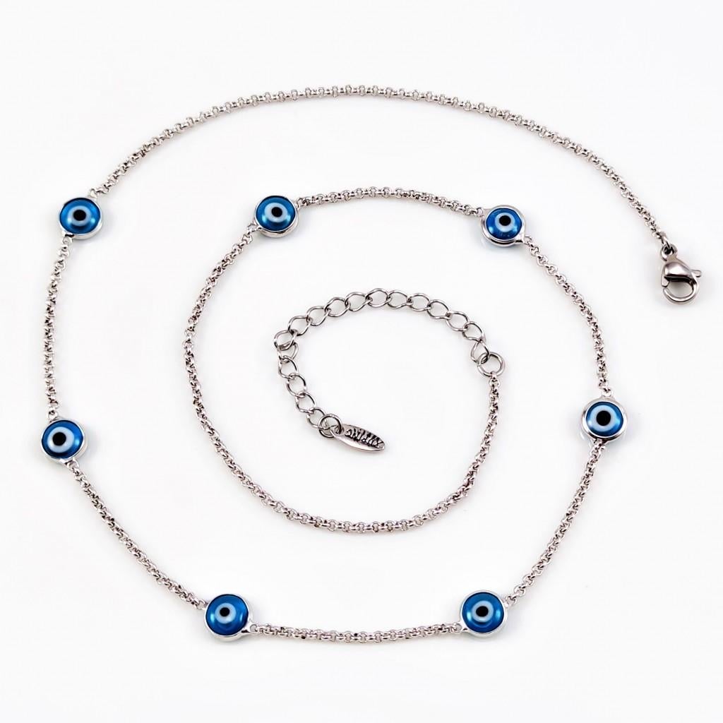 Dames XUPING Rhodium Plated Ketting Hemelsblauw Turkse Ogen, Overige materialen, Verstelbaar, Birgitta-Gracht 33, 6465 EL Kerkrade, Nederland