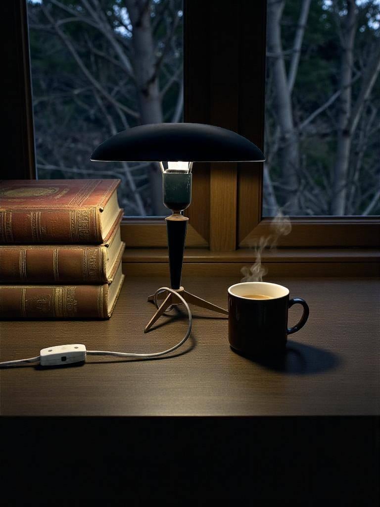 vintage tripod tafellamp / desk lamp Bijou Louis Kalff, Antiek en Kunst, Ophalen