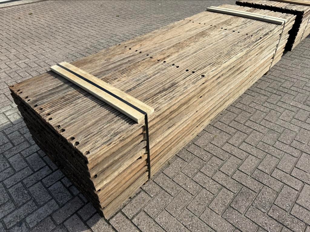 15 Azobe Brugdekdelen Vlonderdelen * Terrasplank *  Balken *, Tuin en Terras, Palen, Balken en Planken, Ophalen, Planken, Zo goed als nieuw