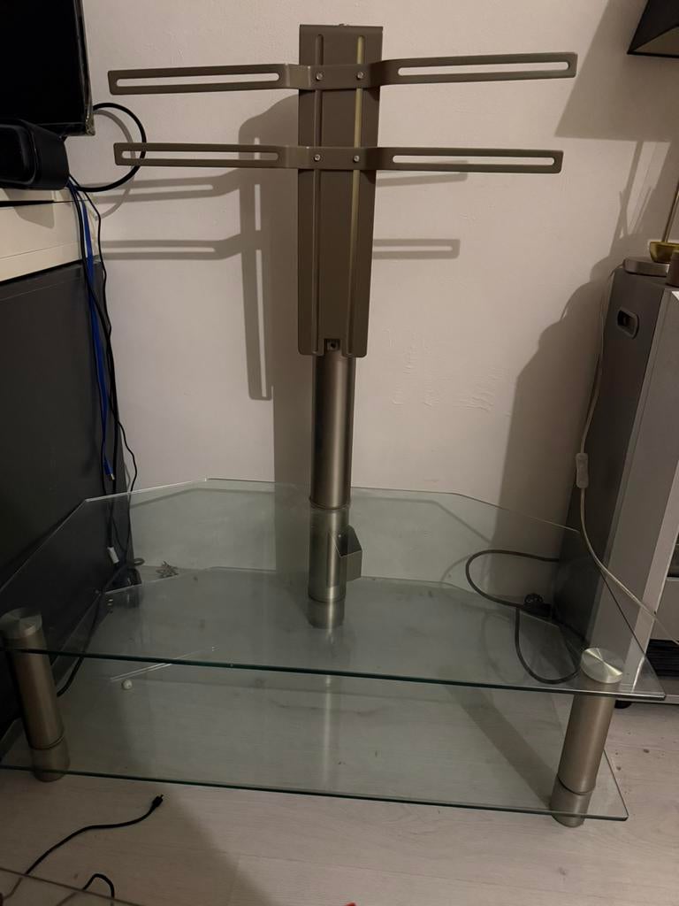 Tv meubel glas, Ophalen, Gebruikt, 100 tot 150 cm, 50 tot 100 cm