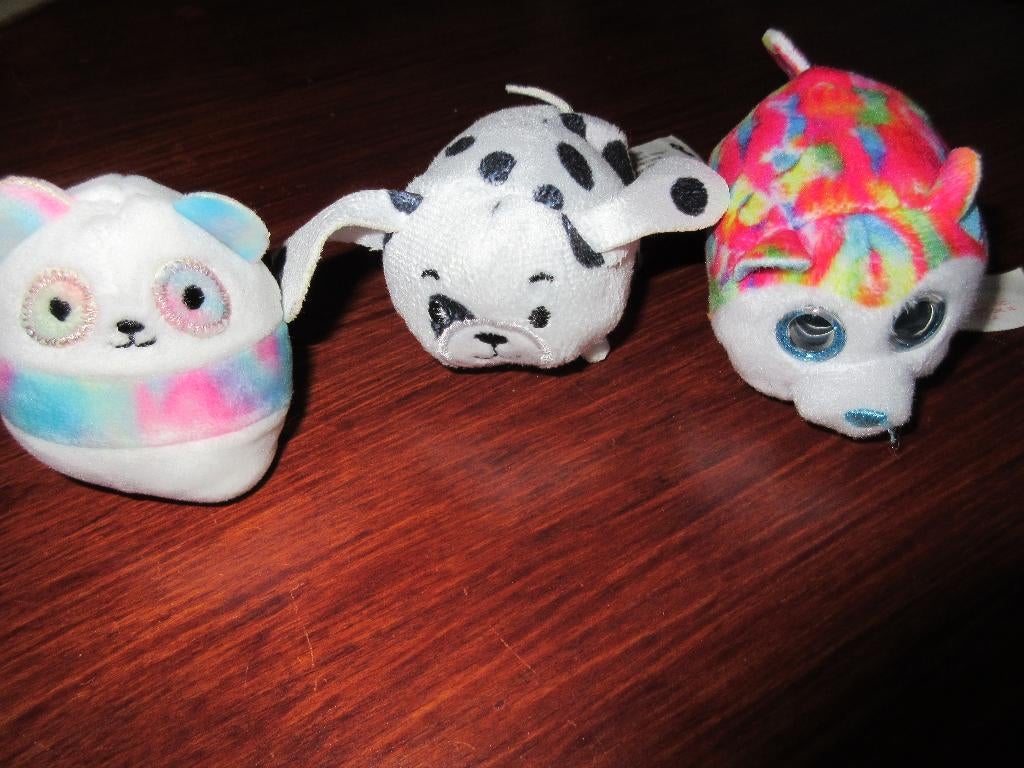 3 Mini knuffeltjes, waaronder TY knuffel (rechts), Kinderen en Baby's, Speelgoed | Knuffels en Pluche, Ophalen of Verzenden, Zo goed als nieuw