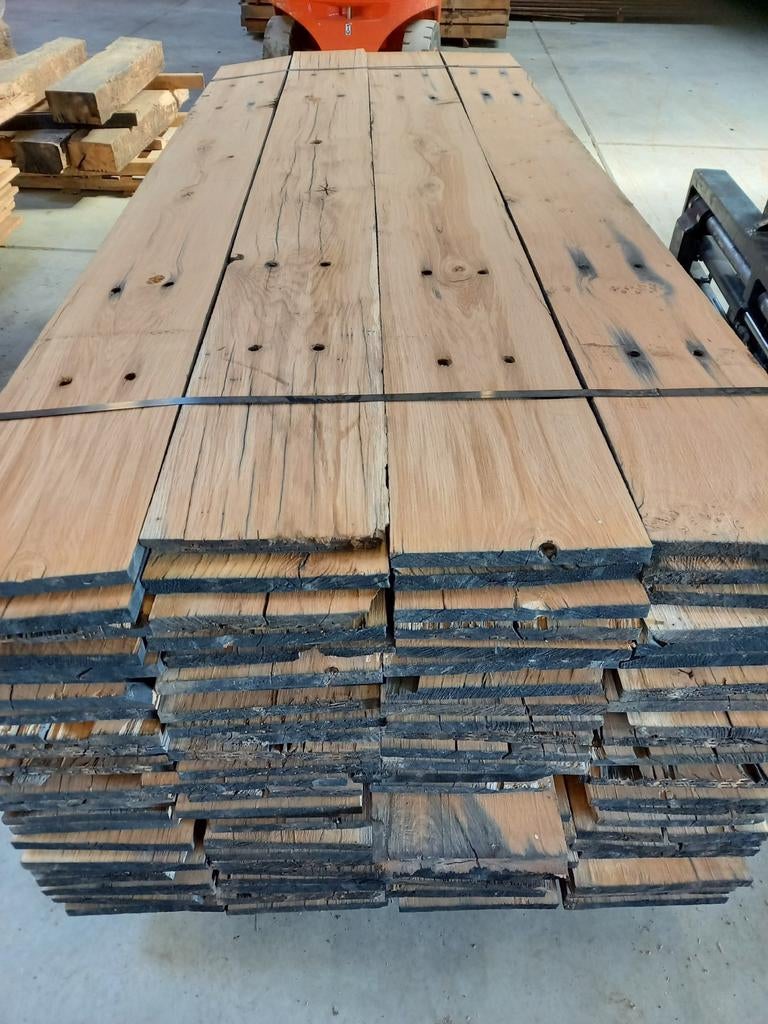 Robuuste  oud ( blank ) eiken planken  wandplank  wagonplank, Doe-het-zelf en Verbouw, Hout en Planken, Ophalen, Gebruikt, Eiken