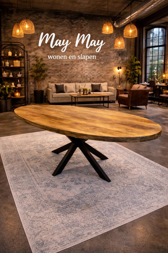 Eettafel ovaal 240x110 €449,-Mango Direct leverbaar E-7321, Overige houtsoorten, 100 tot 150 cm, Ophalen of Verzenden, Mwonenenslapen@ziggo.nl