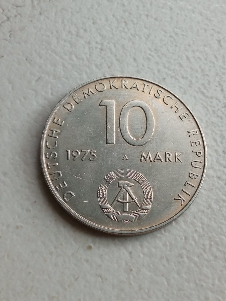 DDR 10 mark 1975., Ophalen of Verzenden, Duitsland, Losse munt