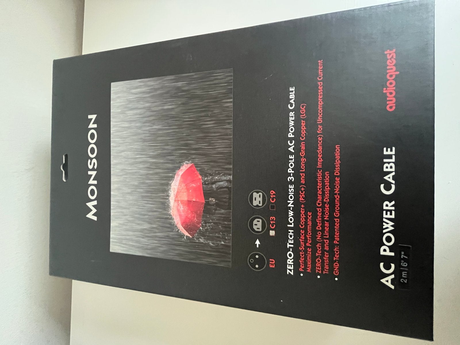 Audioquest Monsoon C13 Stroomkabel 2 meter, Ophalen of Verzenden, Zo goed als nieuw, 2 tot 5 meter, Overige kabels