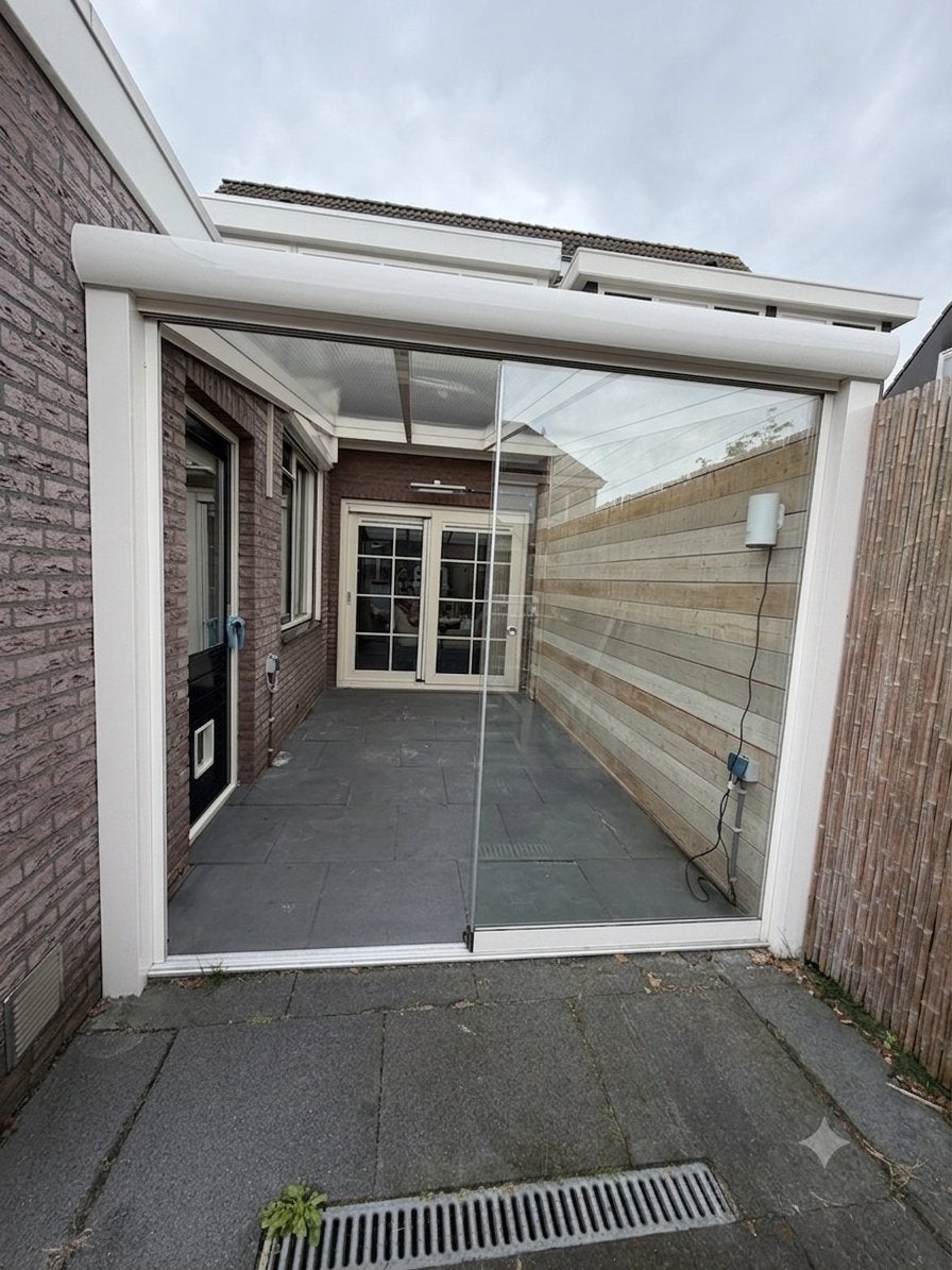Mooie serre met verlichting en glazen schuifpui 430x243, Ophalen, Gebruikt, Serre