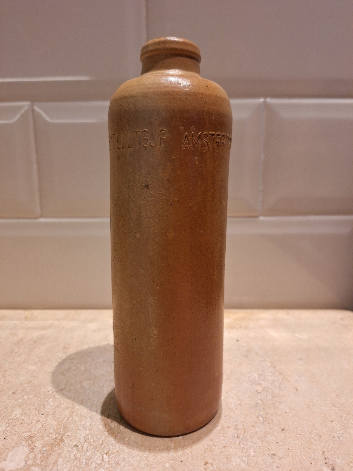 Antieke Jenever Kruik - S.P. Lucas Bols Amsterdam 1/4 liter, Antiek en Kunst, Ophalen of Verzenden
