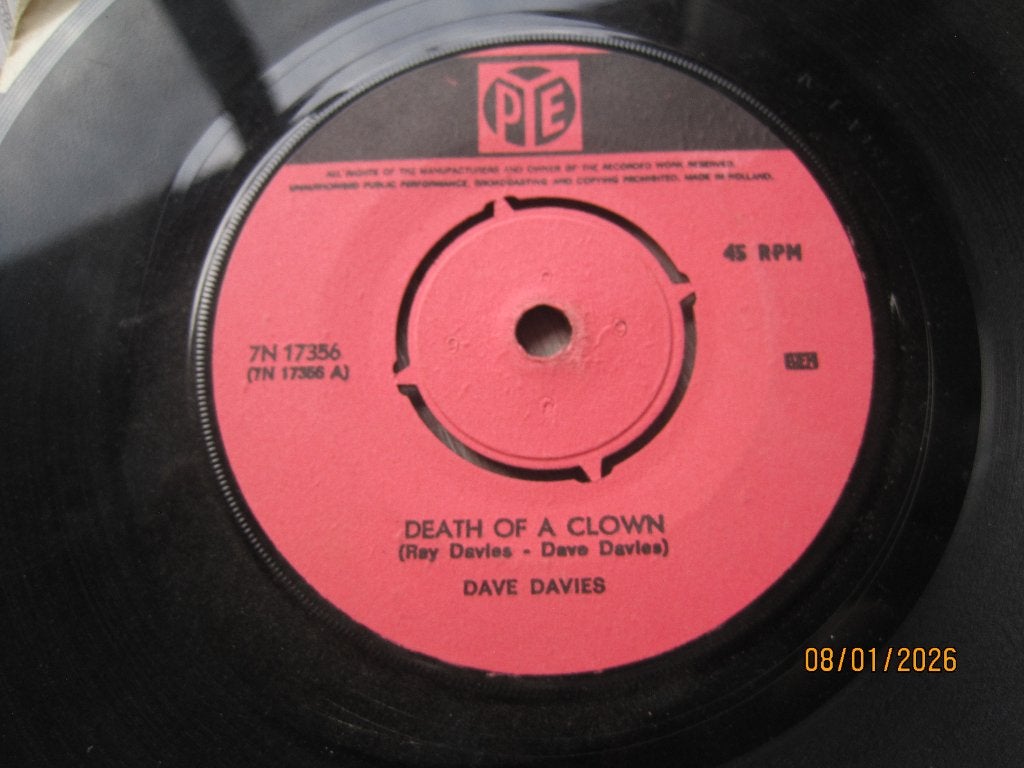 Dave Davies  -  Death of a clown, Originele persing, 7 inch, Ophalen of Verzenden, Zo goed als nieuw