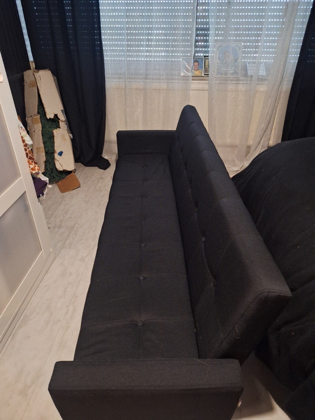 Zwarte slaapbank - Compact en functioneel, Ophalen, Gebruikt, Zwart, 200 cm