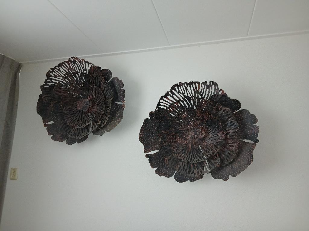 EYE CATCHER - Metalen bloem-wanddecoratie, Ophalen, Metaal, 83 cm, 72 cm