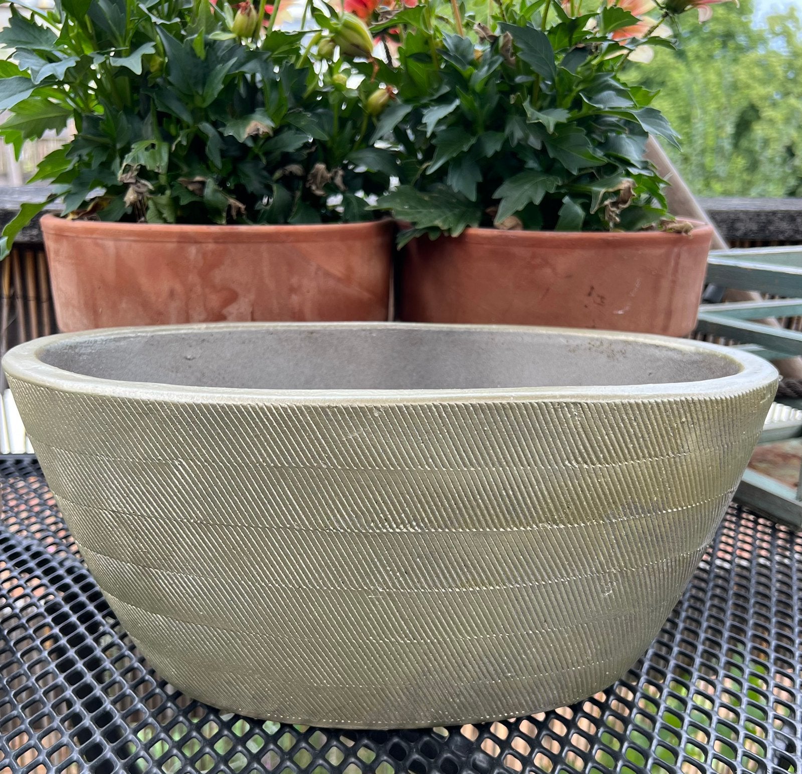 Ovalen zacht-gouden plantenpot, Ophalen, Steen, Minder dan 30 cm, Rond