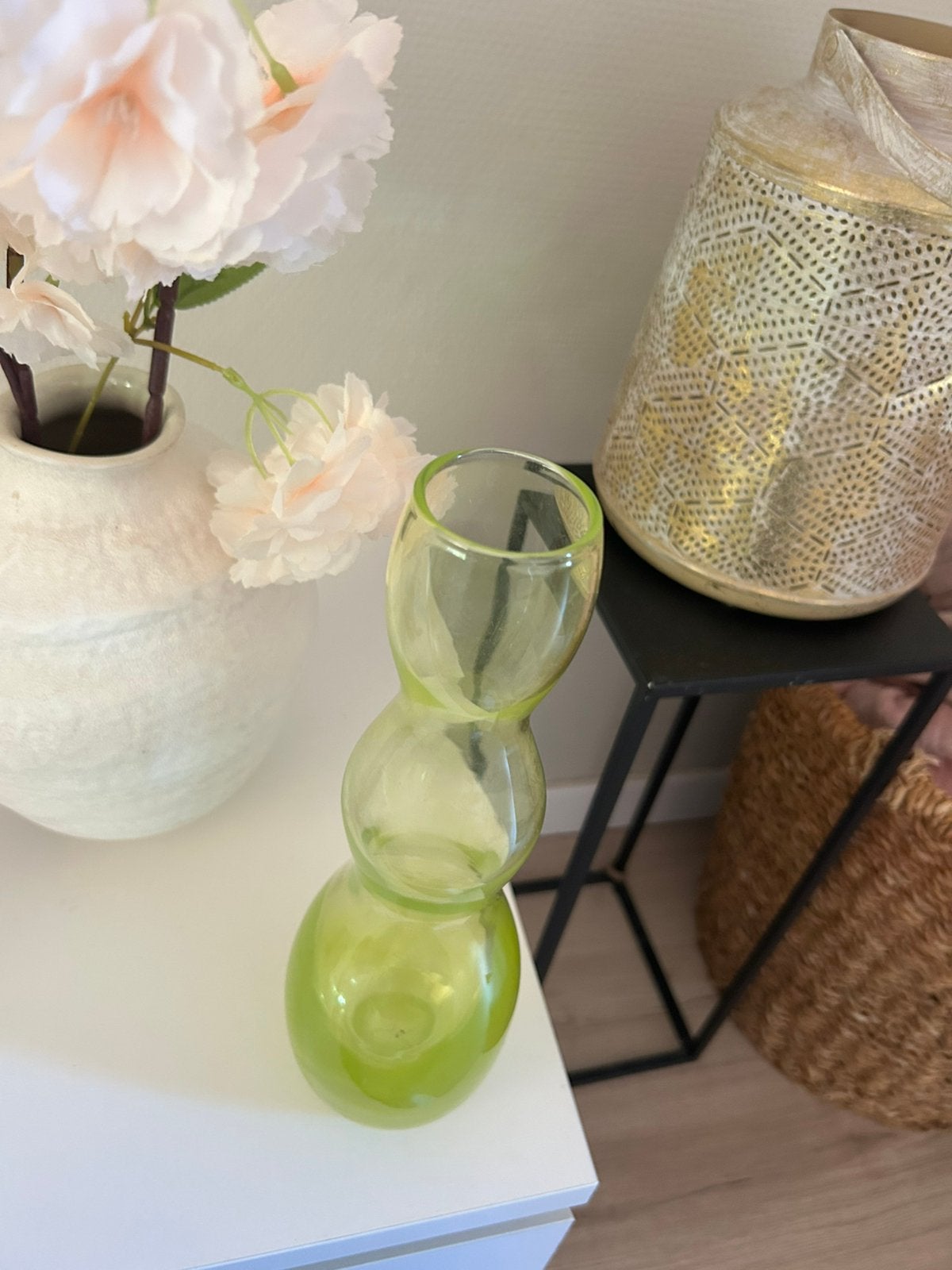Vintage Murano Glazen Vaas Jaren 70 Groen, Ophalen of Verzenden, Zo goed als nieuw, Groen